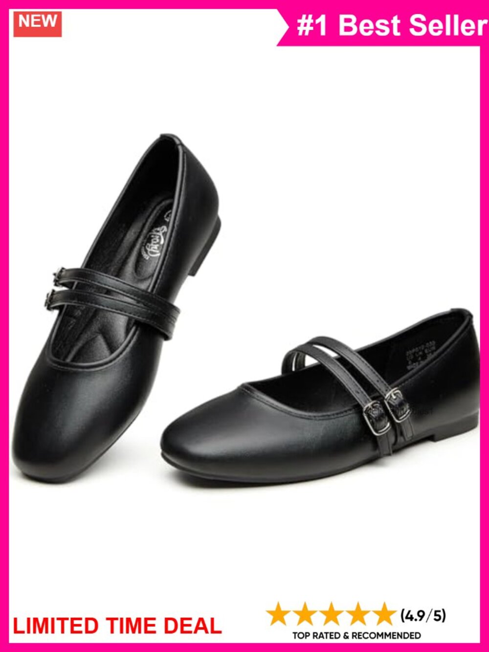 Mary Jane Flats Square Toe Ballet Flats PU Leather Comfort Shoes for Women